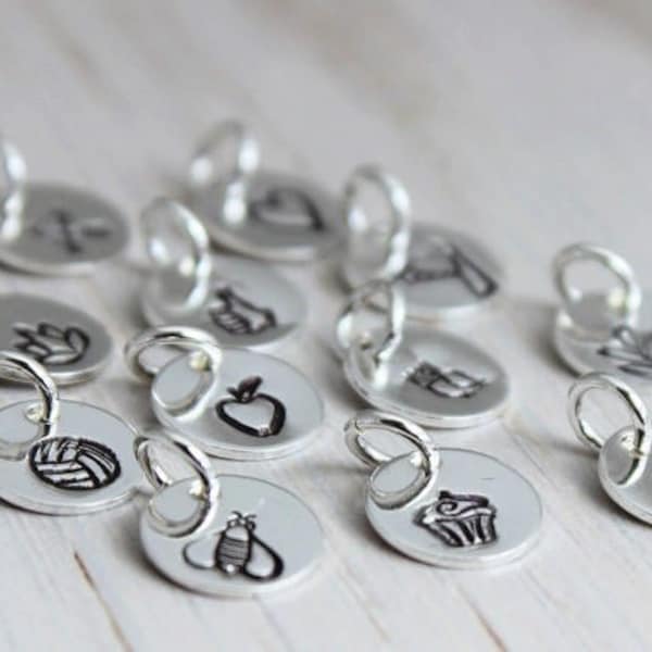 design stamp sterling silver disc • sterling silver add on • design your own charm necklace • tiny hand stamped charm