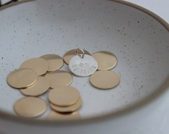 Hand Stamped Personalized disc, Sterling Silver or Gold Filled