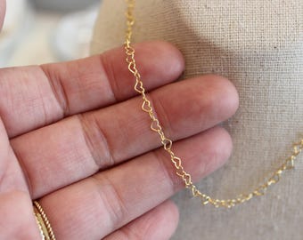 Heart Link Necklace: 14k Gold Filled or Sterling Silver Chain