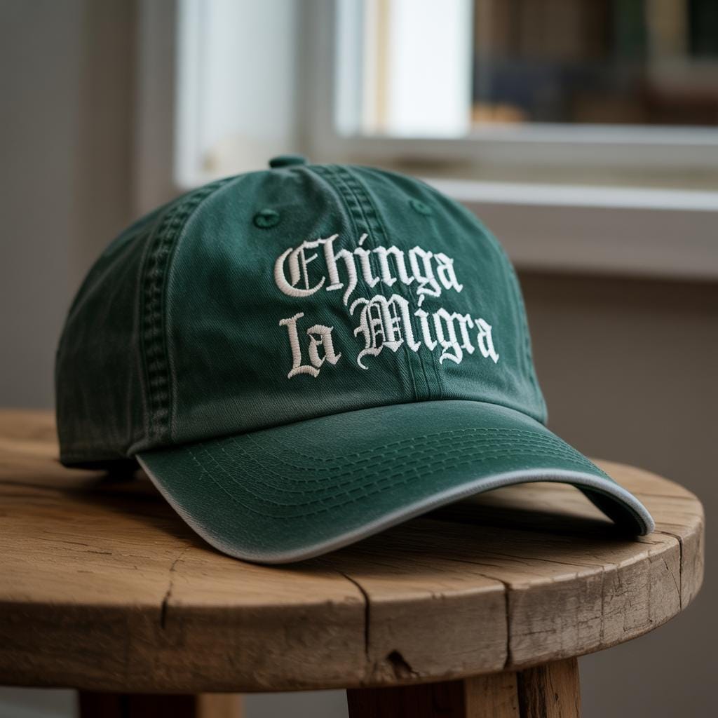 Chinga la Migra Vintage Washed Hat, F Ice Embroidered Cap ,Abolish ICE Hat, Old English Font Washed Hat