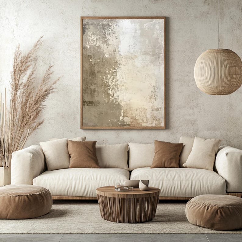 Abstract wabi sabi painting Neutral Earthy art prints Japandi style print Digital Download for Zen style home decro