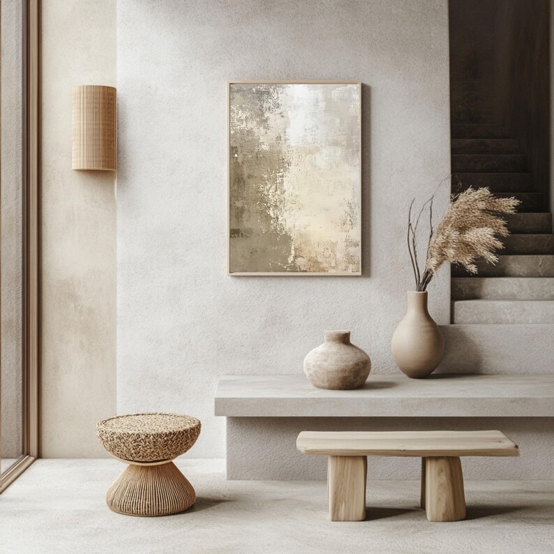 Abstract wabi sabi painting Neutral Earthy art prints Japandi style print Digital Download for Zen style home decro