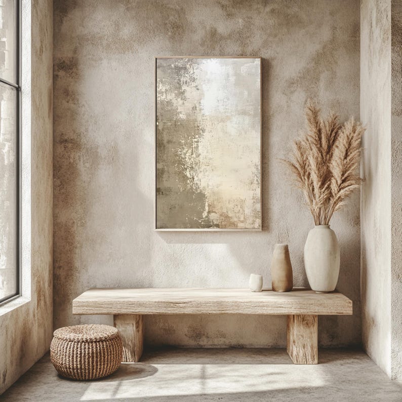Abstract wabi sabi painting Neutral Earthy art prints Japandi style print Digital Download for Zen style home decro