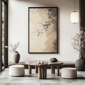 Zen Wand Kunst Digitaler Download - Japandi Stil Abstrakte Landschaftsmalerei, beruhigendes neutrales Dekor, 300DPI 2X3 3X4 4X5 1X1 11X14 Ratios