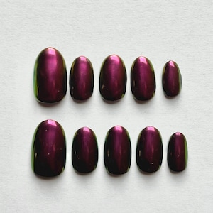 Malowane ręcznie chromowane paznokcie do naprasowywania: Różowo-zielone, wielokrotnego użytku sztuczne paznokcie