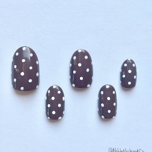 Brown Polka Dot Press on Nails Spring Nails Summer nails Trendy Nails Brown Nails Custom Sizes for Glue on Nails Short Oval Nails