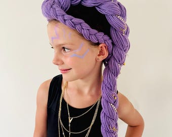 K-Pop Demon Hunters Rumi Braid Dress Up Costume Wig - Purple Golden Hair! Kids toddler Adult size cosplay kpop - Christmas gift for girls