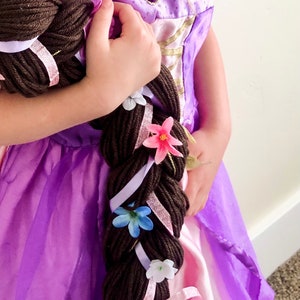 LIGHT UP! - Rapunzel Braid - Dark Brown Brunette or Black - Princess Wig for Halloween Costume or Dress Up - Fairy Lights - FREE Shipping!