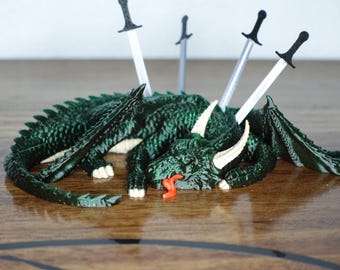 Dragon Statue Bookmark holder with Swords for bookmarks