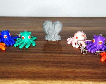 3D Printed Pair of Heart Octopus Keychains