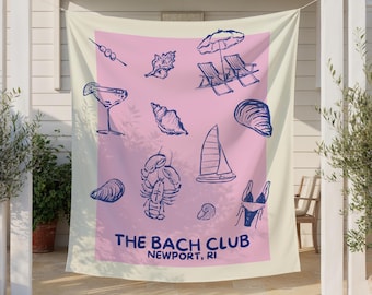 The Bach Club Bachelorette Party Banner Coastal Bach Party Tapestry Newport Bachelorette Weekend Hanging Backdrop Last Toast on Coast Bach