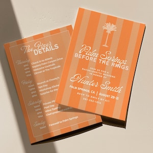 Palm Springs Bachelorette Party Itinerary Template | Editable Canva Invite | Retro Pink Bach Weekend, Digital Download for Hen Do