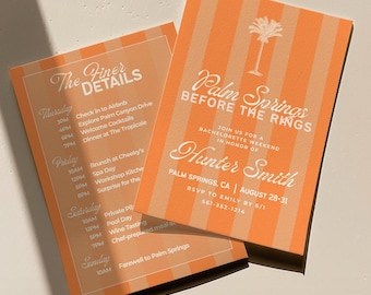Palm Springs Bachelorette Party Itinerary Template | Editable Canva Invite | Retro Pink Bach Weekend, Digital Download for Hen Do