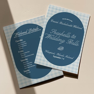 Seashells and Wedding Bells Bachelorette Itinerary Template, Old Money Bach Party Invitation Nantucket Newport Coastal Hen Do Digital Invite
