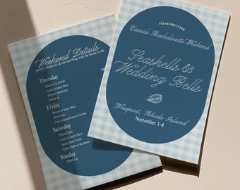 Seashells and Wedding Bells Bachelorette Itinerary Template, Old Money Bach Party Invitation Nantucket Newport Coastal Hen Do Digital Invite