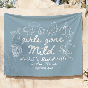 Girls Gone Mild Bachelorette Indoor Wall Tapestry, Bach Party Decor, Custom Bride Name Backdrop, Chill Bachelorette Personalized Banner