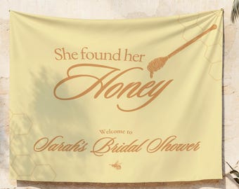 She Found Her Honey Bridal Shower Banner | Bride-to-Bee Tapestry | Honey Bee-Themed Bridal Shower Welcome Sign | Garden Party Hen Do Signage