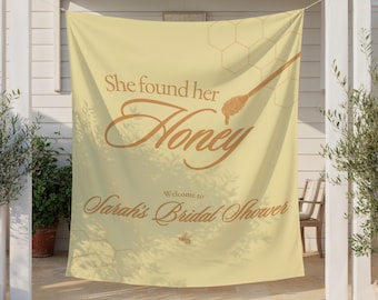 She Found Her Honey Bridal Shower Banner | Bride-to-Bee Tapestry | Honey Bee-Themed Bridal Shower Welcome Sign | Garden Party Hen Do Signage