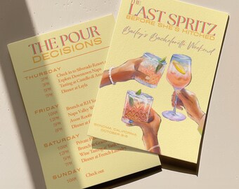 Last Spritz Bachelorette Itinerary + Invite Template | Customize in Canva | Love at First Spritz Bach | Digital Download Only, Hen Do Invite