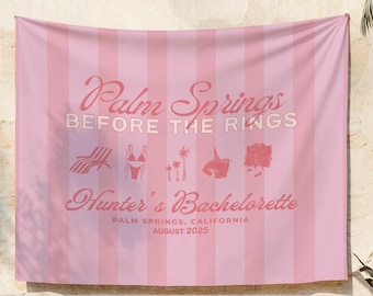 Palm Springs Before the Rings Bachelorette Party Banner | Personalized Bach Tapestry, Custom Backdrop, Desert Crew Before I Do Wall Hanging