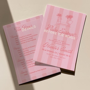 Palm Springs Bachelorette Itinerary & Invite Template | Editable Canva Itinerary | Retro Pink Bach Weekend, Digital Download for Hen Do