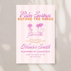 Palm Springs Bachelorette Party Itinerary Template | Editable Canva Invite | Retro Pink Bach Weekend, Digital Download for Hen Do