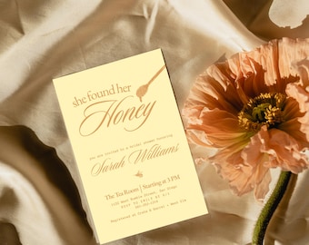 She Found Her Honey Bridal Shower Invitation Template | Butter Yellow Digital Download | Customizable Bachelorette Invite, Party Invite