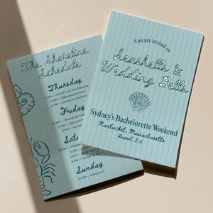 Seashells and Wedding Bells Bachelorette Itinerary Template, Beach Bach Party Invitation, Coastal Last Toast Hen Do Digital Invite Canva