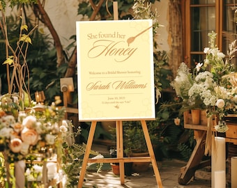 She Found Her Honey Bridal Shower Welcome Sign Template | Butter Yellow Customizable Signage, Decor, Garden Party Digital Download