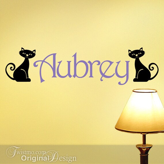 Decal Name with Cats Kitty Name Decal Kids Wall Decal Etsy