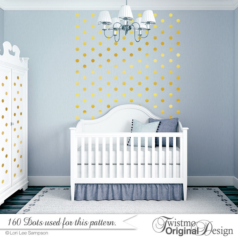 Gold Polka Dots Baby Nursery Wall Decor Gold Dot Wall