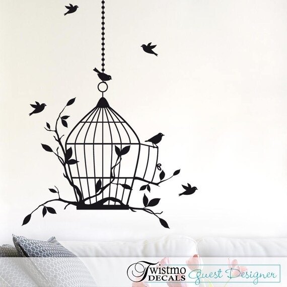 Bird Cage Wall Decal Birdcage Decor With Flying Image 0