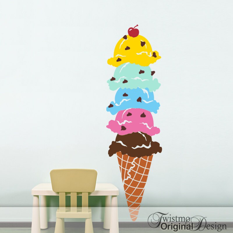 Giant Ice Cream Cone Vinyl Wall Decal Playroom Decor Ice Etsy
