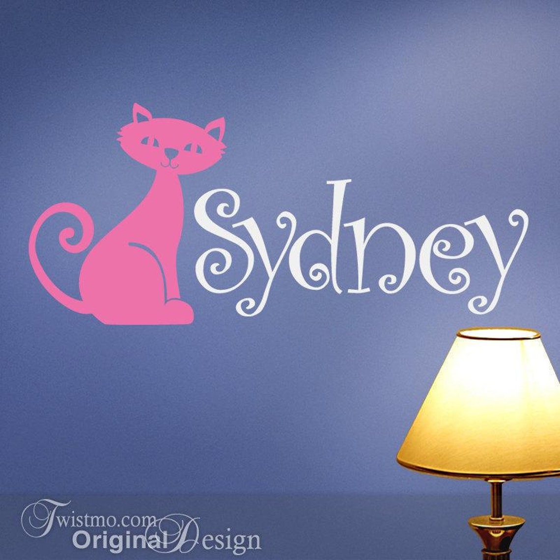 Kids Name Vinyl Wall Decal Custom Name With Cat Kitten for Etsy