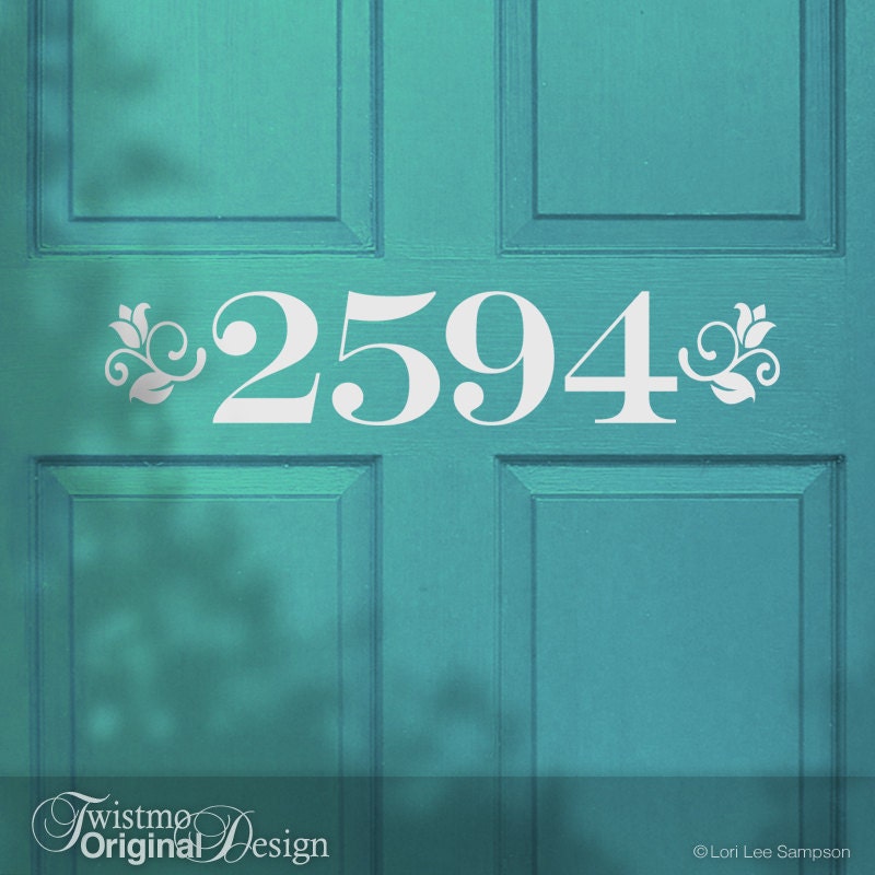 Custom House Number Removable Vinyl Door Decal in Floral Etsy