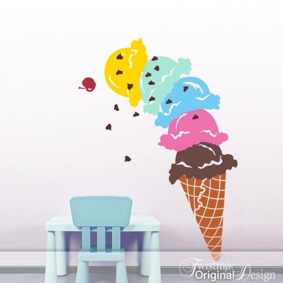 Giant Ice Cream Cone Vinyl Wall Decal Playroom Decor Ice Etsy