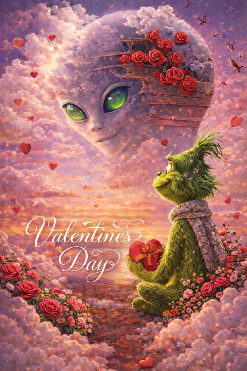 Valentine’s Day Fantasy Art Printable | Romantic Surreal Alien Love ...