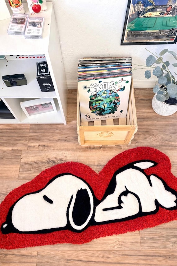 Sleeping Snoopy Tufted Rug | Handmade Peanuts Inspired Rug | Cute