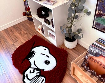 Snoopy Tufted Rug | Handmade Peanuts Character Rug | Custom Cartoon Floor Rug | Room Decor | Gift for Snoopy Fans