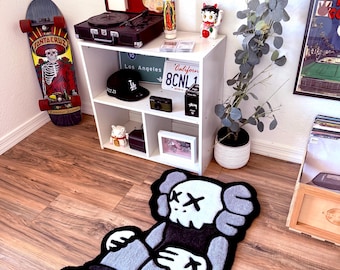 KAWS Inspired Tufted Rug | Companion Plush Rug | Handmade Hypebeast Room Decor | Streetwear Floor Rug | Modern Art Rug