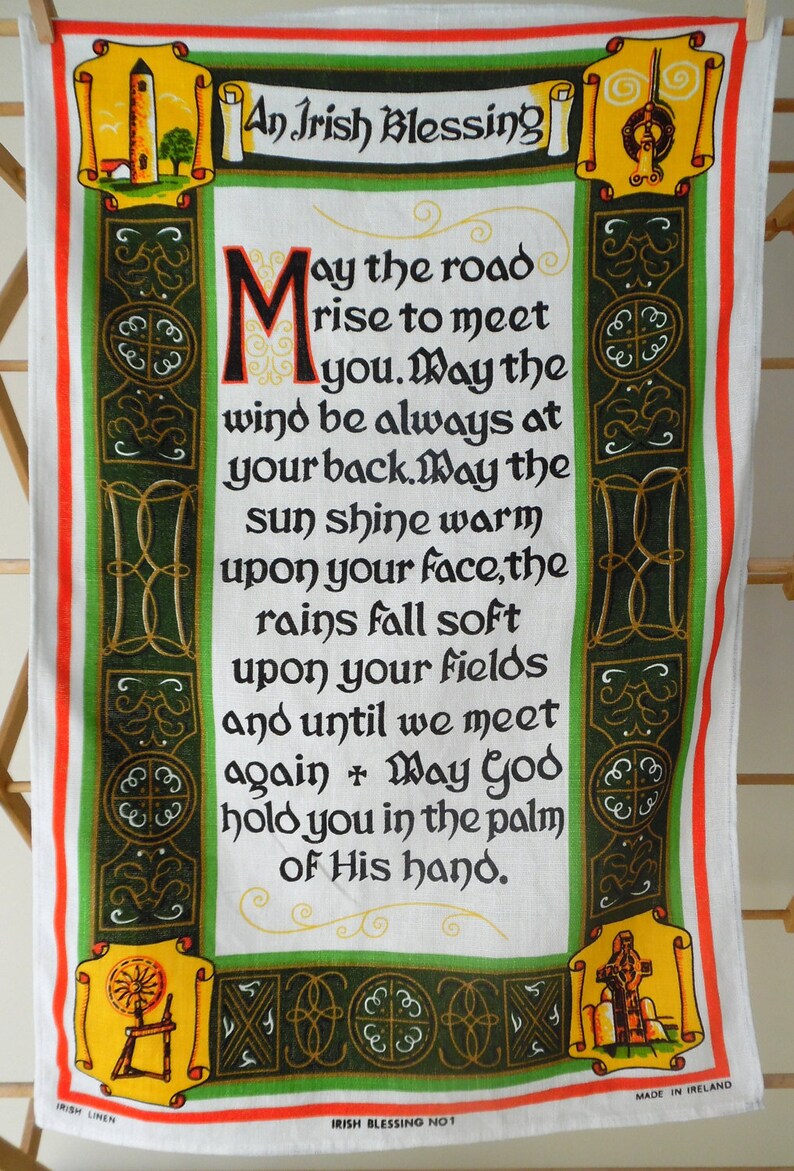 Irish Blessing printed Linen Tea Towel made in Ireland Etsy