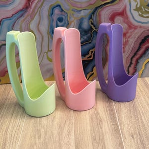 Slim can holder with handle for energy drinks, colorful 3d printed drink accessory, cute aesthetic pool safe drink coozie, trendy can holder