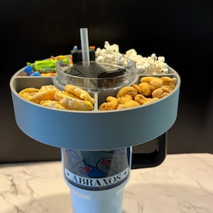 40oz Tumbler Snack Topper | 3D Printed Snack Tray with 4 Compartments | Fits Most Stanley Style Tumblers | Couch & Road Trip Must-Have