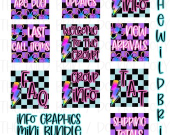 Checkered Bright Info Graphics Social Media Engagement Posts Mini Bundle