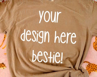Comfort Colors Espresso Unisex Tee Flat Lay Mock Up
