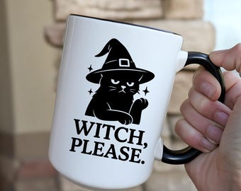 Witchy Gifts | Gift for Her | Travel Mug | Witch Please Cat Mug | Witch Mug | Witch Coffee Cup | Witchcraft | Black Cat Mug