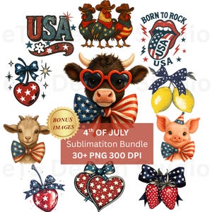 America Coquette png Bundle, Retro USA png, 4th of July Bundle png, Retro America Sublimation Bundle, American Flag png