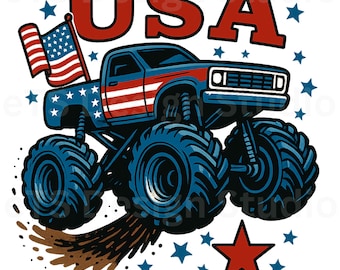 Fourth of July Png,July 4th Big Truck Png,Boys Truck Birthday Sublimation Design Patriotic Truck Png,4th Of July Png File,Trendy America PNG