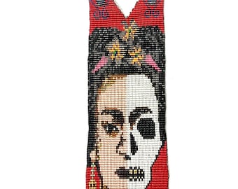 Frida Kahlo Catrina Beaded Calavera Statement Necklace