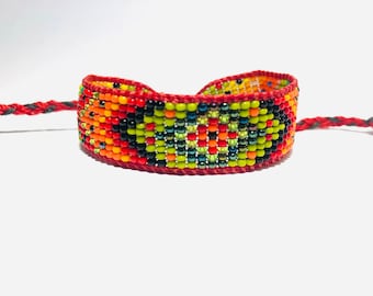 On Fire Diamond Center Multi-colored Beaded Friendship Bracelet